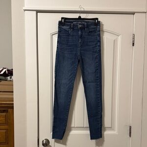 American Eagle Outfitters Women's Dark Blue Ankle Jeans